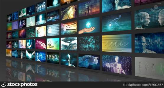 Digital Multimedia Entertainment and Internet Business Concept. Digital Multimedia