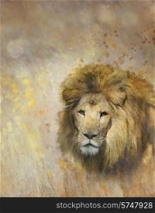 Digital Painting Of African Lion