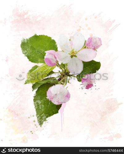 Digital Painting Of Apple Tree Blossom
