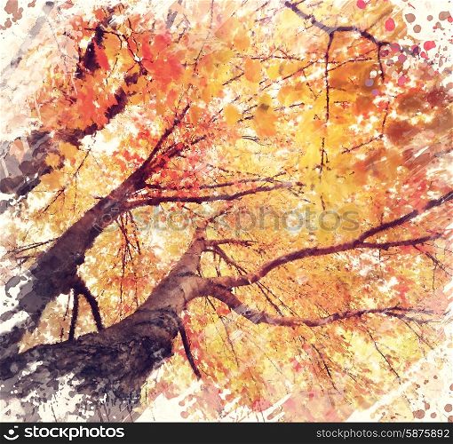 Digital Painting Of Autunm Trees