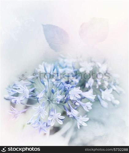 Digital Painting Of Blue Flowers.Soft Focus