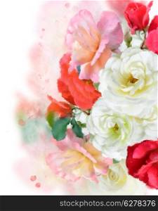 Digital Painting Of Colorful Roses