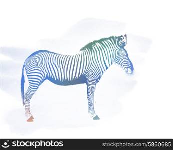 Digital Painting of Colorful Zebra