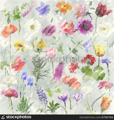 Digital Painting Of Flowers For Background