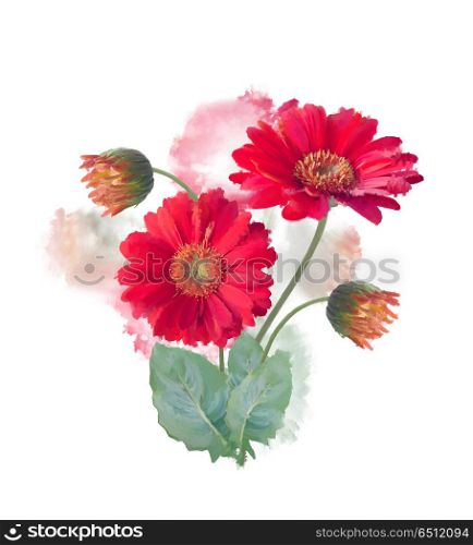 Digital painting of Gerbera Flowers . Gerbera Flowers watercolor