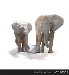 Digital Painting of Mother and Baby Elephants . Mother and Baby Elephants watercolor