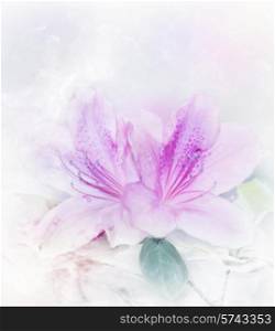 Digital Painting Of Pink Azalea Flowers.Soft Focus