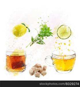 Digital Painting of Tea Set
