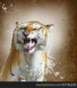 Digital Painting Of Tiger Portrait
