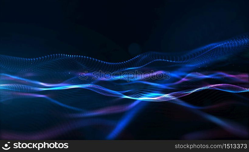 Digital Particles Wave, Digital Cyberspace Background