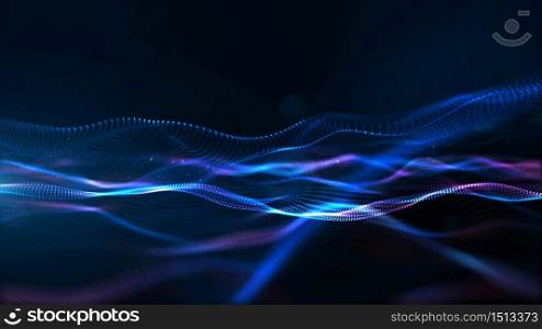 Digital Particles Wave, Digital Cyberspace Background