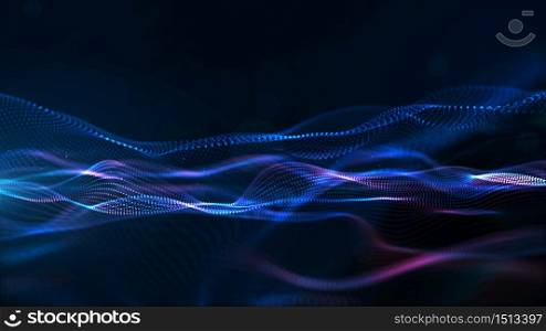 Digital Particles Wave, Digital Cyberspace Background