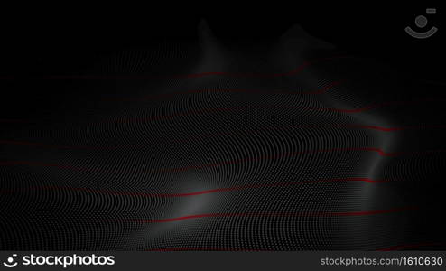 Digital particles wave flow on black background, Digital cyberspace abstract background