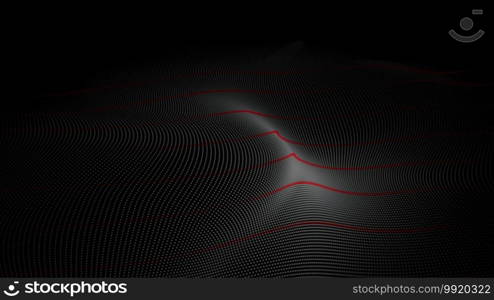 Digital particles wave flow on black background, Digital cyberspace abstract background