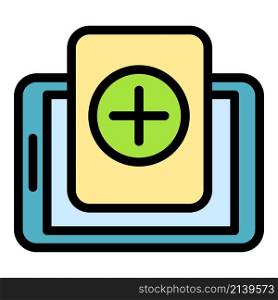 Digital patient card icon. Outline digital patient card vector icon color flat isolated. Digital patient card icon color outline vector