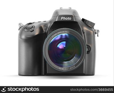 Digital photo camera on white isolated background. 3d