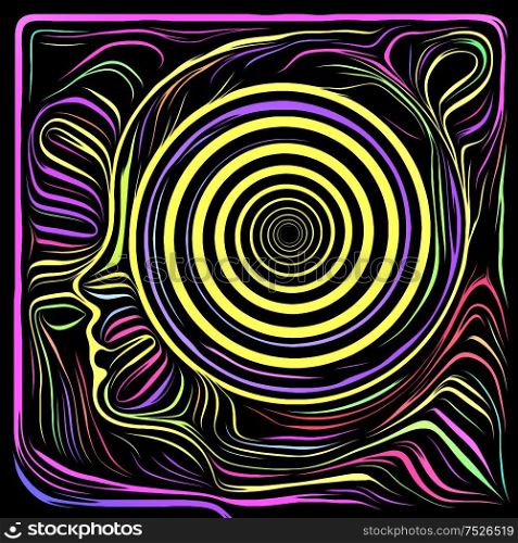 Digital Scratchboard. Life Lines series. Abstract design made of human profile and woodcut pattern relevant for human drama, poetry and inner symbols