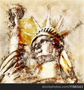 Digital Sketch of the Statue of Liberty