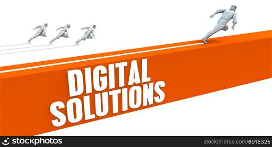 Digital Solutions Express Lane with Business People Running. Digital Solutions