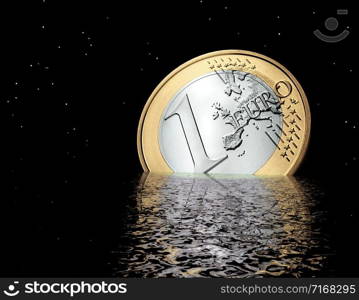 digital visualization of a sinking euro