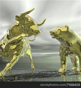 digital visualization of bull and bear