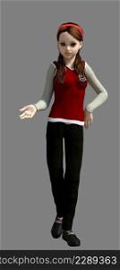 Digitally rendered teen girl in high school uniform, 3D Illustration.