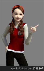 Digitally rendered teen girl in high school uniform, 3D Illustration.