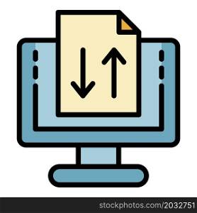 Digitization of documents icon. Outline digitization of documents vector icon color flat isolated. Digitization of documents icon color outline vector