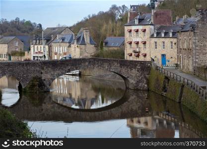 DINAN, FRANCE - APRIL 6, 2018: view of the port of the famous city of Dinan. Normandy, France