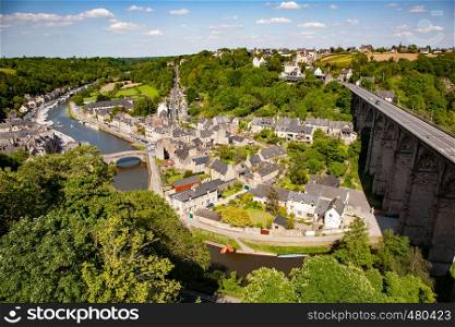 Dinan, the harbor on the banks of the Rance River, Brittany, France