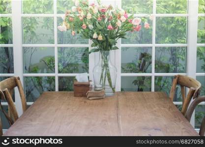 Dining Set Of Classical Wooden Furniture, stock photo