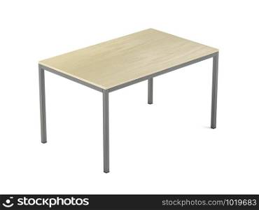 Dining table made from wood and metal on white background