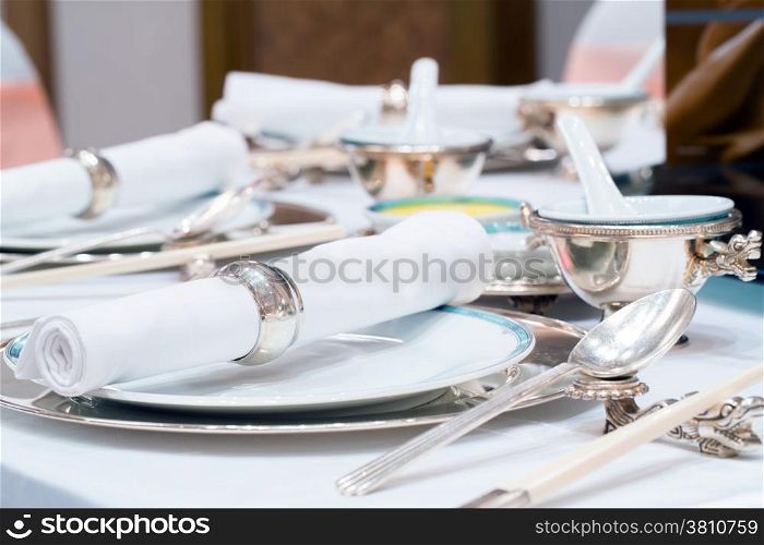 dining table set in restaurant