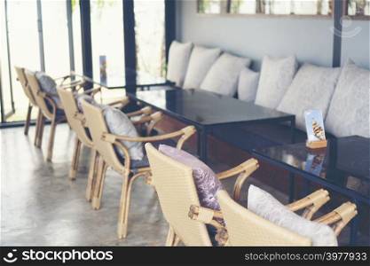 Dining table set in restaurant
