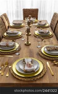 dining table with plates interior design