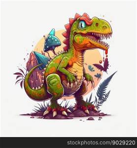 Dinosaur cartoon illustration. Generative Ai. High quality illustration. Dinosaur cartoon illustration. Generative Ai.
