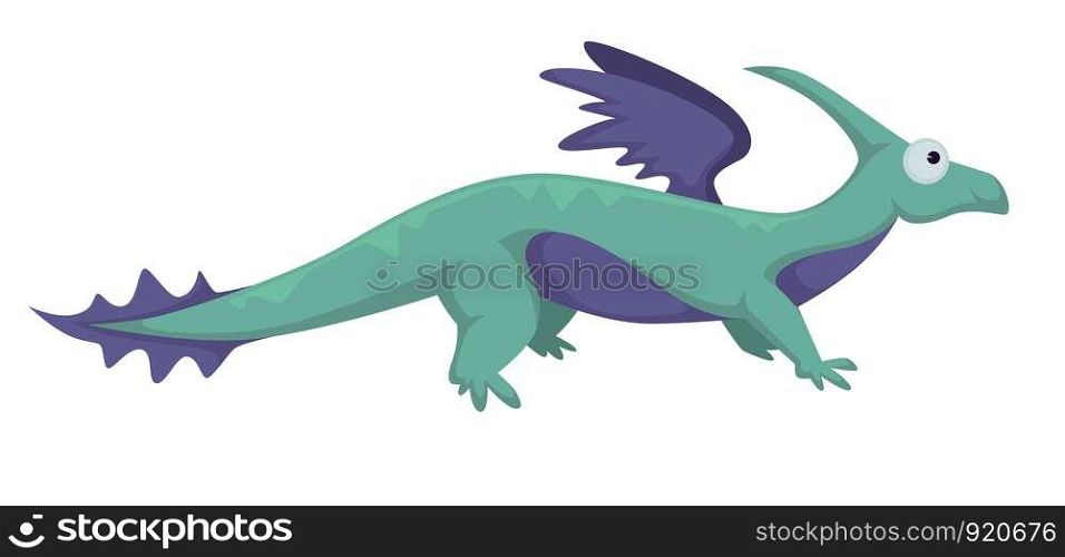 Dinosaur dino prehistoric animal vector isolated illustration. Generation of beasts, monsters with tails and wings, creature breathing with fire. Reptile brontosaurus realistic creature. Dinosaur dino prehistoric animal vector isolated illustration.