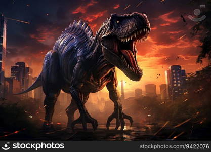 Dinosaur R&age and Come Back to Life in Modern City Causing Chaos in a Gloomy Atmosphere