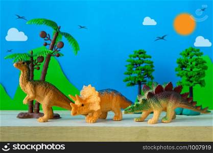 Dinosaur vegetarian on wild models background