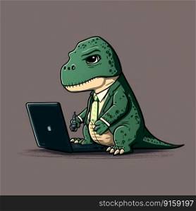 dinosaur working at the laptop generative AI