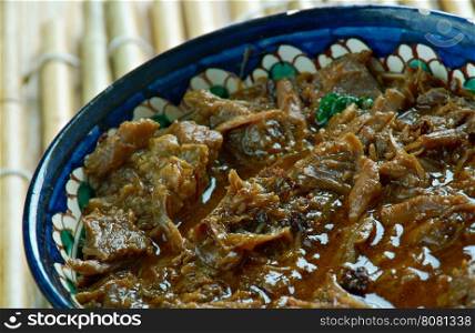 Dinuguan Filipino stew made from Pork and Pig blood