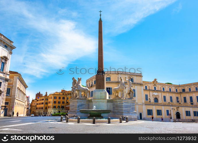 Dioscuri Fountain located near Quirinal Palace on Quirinale Square in Rome, Italy.