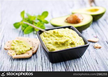 Dip Sauce Guacamole with avocado. Avocado spread