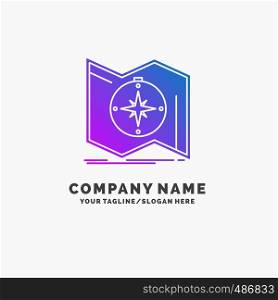 Direction, explore, map, navigate, navigation Purple Business Logo Template. Place for Tagline.. Vector EPS10 Abstract Template background