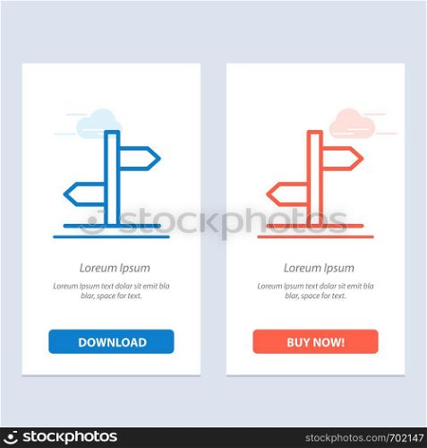 Direction, Logistic, Board, Sign Blue and Red Download and Buy Now web Widget Card Template