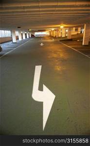 Directional Arrow In A Carpark Building