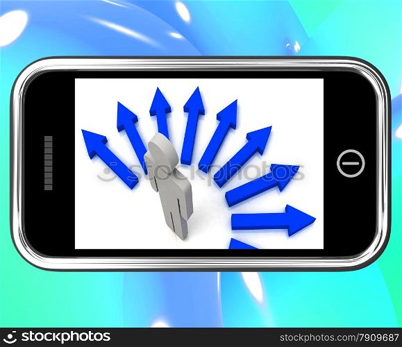 . Directions On Smartphone Showing Choosing Ways And Making Decisions