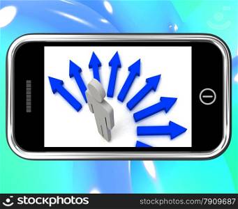 . Directions On Smartphone Showing Choosing Ways And Making Decisions