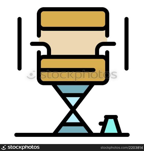 Directors chair icon. Outli≠directors chair vector icon color flat isolated. Directors chair icon color outli≠vector