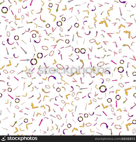 Dirrerent Colorful Arrows Seamless Pattern on White Background. Dirrerent Colorful Arrows Seamless Pattern